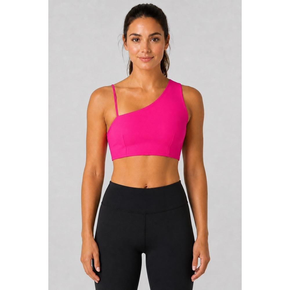 Sweaty Betty London L Pink Asymmetrical Crop Bra One Shoulder Workout NWT *Read